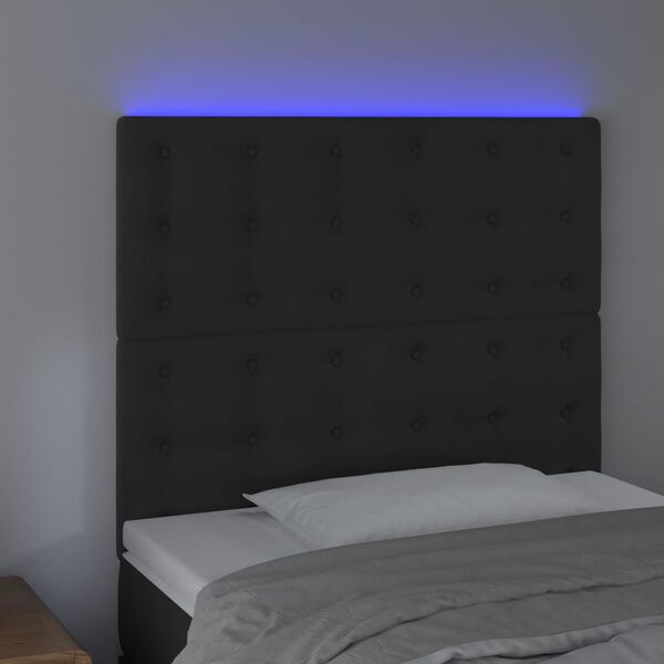 vidaXL Čelo postele s LED černé 80x5x118/128 cm samet