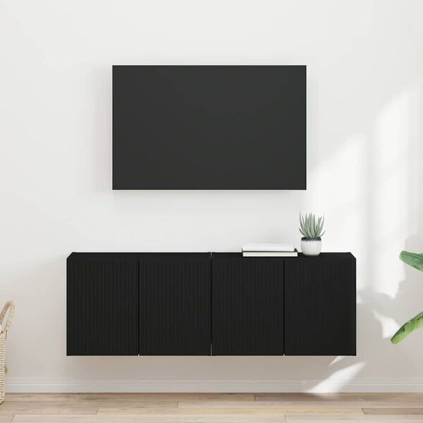 vidaXL TV wall cabinet 2 pcs Čern&aacute; 59,5 x 31 x 40 cm kompozitn&iacute; dřevo