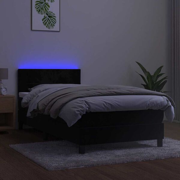 vidaXL Box spring postel s matrac&iacute; a LED čern&aacute; 80 x 200 cm samet