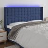 vidaXL Čelo postele s LED modr&eacute; 203 x 16 x 118/128 cm textil