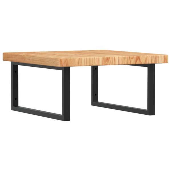 vidaXL Deska pod umyvadlo n&aacute;stěnn&aacute; ocel a masivn&iacute; dubov&eacute; dřevo