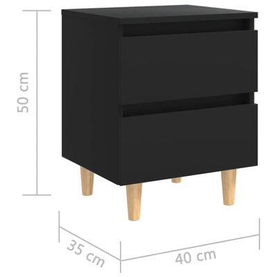 vidaXL Noční stolky s nohami z borovice 2 ks černé 40 x 35 x 50 cm