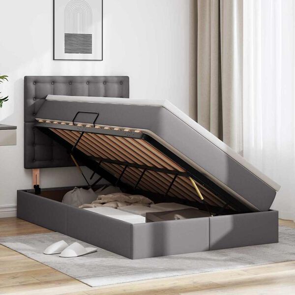 vidaXL Postel s &uacute;ložn&yacute;m prostorem a LED osvětlen&iacute;m &Scaron;ed&aacute; 120 x 200 cm