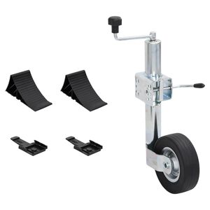 vidaXL Opěrn&eacute; kolo př&iacute;věsu 60 mm s dělenou svorkou a kl&iacute;ny