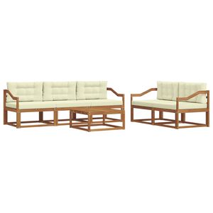 vidaXL Venkovn&iacute; pohovkov&aacute; souprava 6 pcs Přirozen&aacute; a Kr&eacute;mov&aacute;