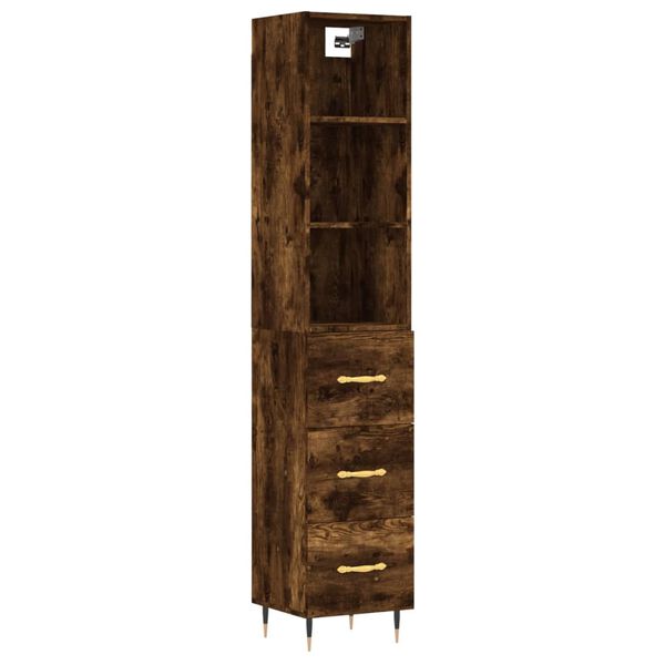 vidaXL Skř&iacute;ň highboard kouřov&yacute; dub 34,5 x 34 x 180 cm kompozitn&iacute; dřevo