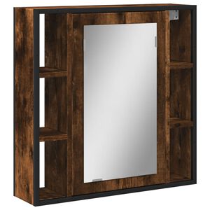 vidaXL Koupelnov&aacute; skř&iacute;ňka se zrcadlem kouřov&yacute; dub 60x16x60 cm kompozit