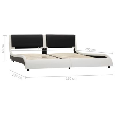 vidaXL Rám postele s LED světlem bílý a černý umělá kůže 180 x 200 cm