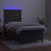 vidaXL Box spring postel s matrac&iacute; a LED tmavě &scaron;ed&aacute; 100x200 cm samet