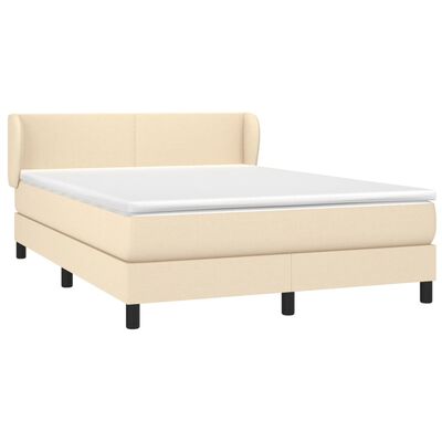 vidaXL Box spring postel s matrací krémová 140x190 cm textil