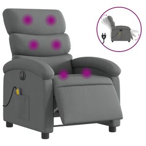 vidaXL Elektrick&eacute; mas&aacute;žn&iacute; polohovac&iacute; křeslo tmavě &scaron;ed&eacute; textil
