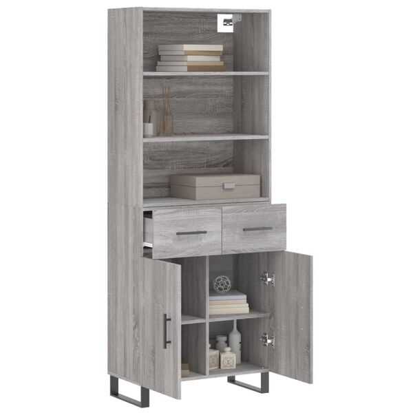 vidaXL Skříň highboard šedá sonoma 69,5 x 34 x 180 cm kompozitní dřevo