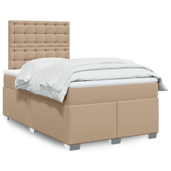 vidaXL Box spring postel s matrac&iacute; cappuccino 120x190 cm uměl&aacute; kůže