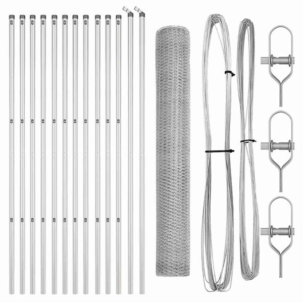 vidaXL Plotov&yacute; sloupek. Stř&iacute;brn&aacute; 25 x 1 m (13 mm s&iacute;ťovina) Ocel