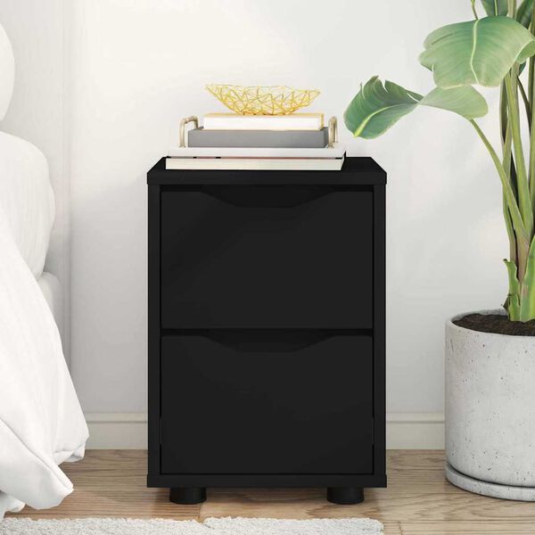 vidaXL Nočn&iacute; stolek Čern&aacute; 30,5 x 30 x 43 cm kompozitn&iacute; dřevo