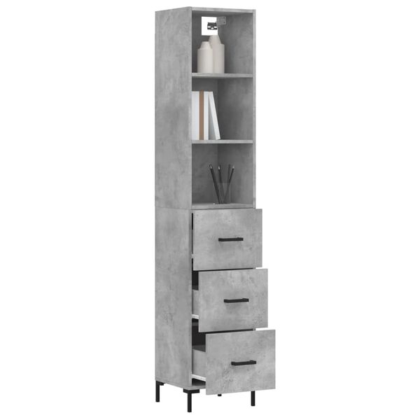 vidaXL Skř&iacute;ň highboard betonově &scaron;ed&aacute; 34,5x34x180 cm kompozitn&iacute; dřevo