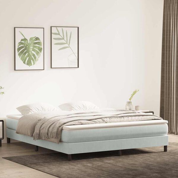vidaXL Postel Box Spring bez matrace světle šedá 180x210 cm samet