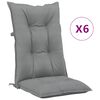 vidaXL Podu&scaron;ky na židli vysok&eacute; opěradlo 6 ks &scaron;ed&eacute; 120x50x7 cm textil