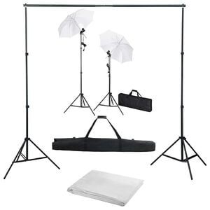 vidaXL Foto studio set s fotopozad&iacute;m, osvětlen&iacute;m a de&scaron;tn&iacute;ky