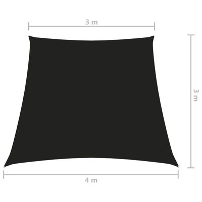 vidaXL Stínící plachta oxfordská látka lichoběžníková 3/4 x 3 m černá
