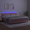 vidaXL Box spring postel s matrac&iacute; a LED růžov&aacute; 180x200 cm samet