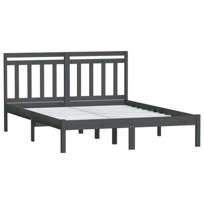 vidaXL Rám postele šedý 150 x 200 cm King Size masivní dřevo