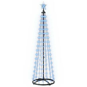 vidaXL LED kuželov&yacute; v&aacute;nočn&iacute; stromek 180 cm 250 LED Modr&aacute; Ocel B&iacute;l&aacute;