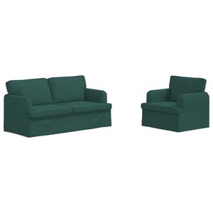 vidaXL Set pohovek 2 ks Tmavě zelen&aacute; textil