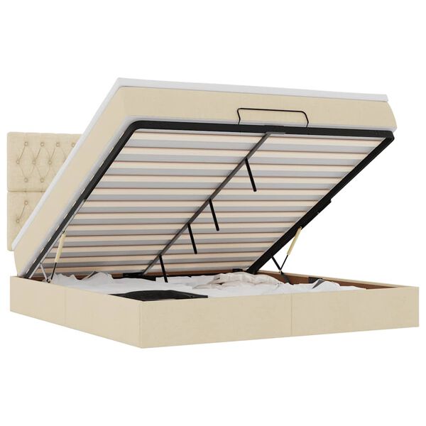 vidaXL Osmansk&yacute; r&aacute;m postele s matrac&iacute; kr&eacute;mov&aacute; 180x200cm textil