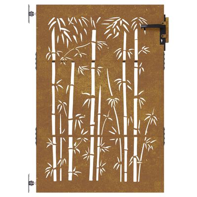 vidaXL Zahradní branka 85 x 125 cm cortenová ocel Bambus