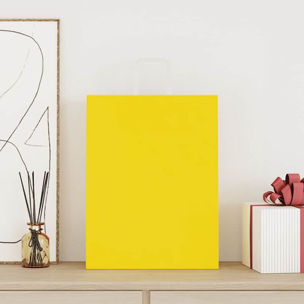 vidaXL Pap&iacute;rov&eacute; ta&scaron;ky 50 ks s uchy žlut&eacute; 32x12x42 cm