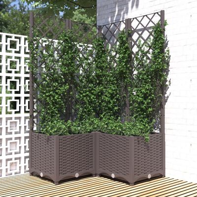 vidaXL Zahradní truhlík s treláží hnědý 80 x 80 x 136 cm PP