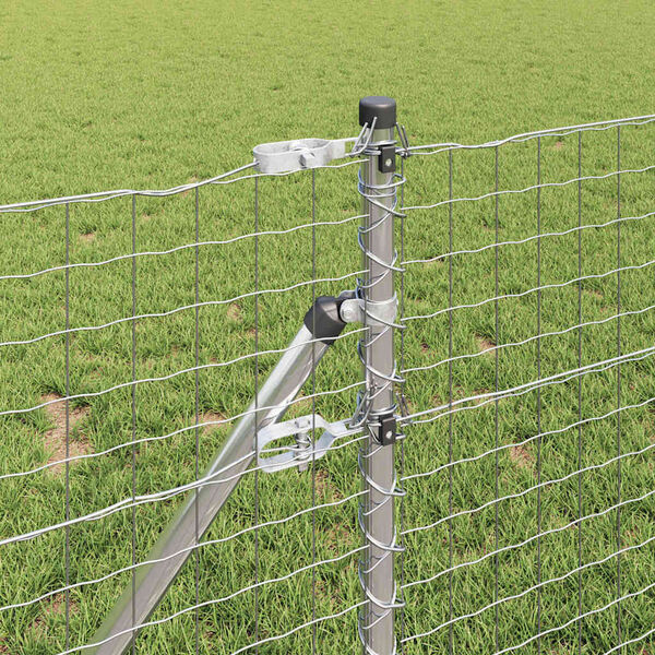 vidaXL Plot s sloupkem Stř&iacute;brn&aacute; 0,8 x 25 m Ocel a PVC