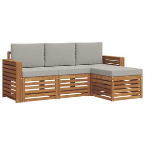 vidaXL Venkovn&iacute; pohovkov&aacute; souprava 4 pcs Př&iacute;rodn&iacute; a světle &scaron;ed&aacute;