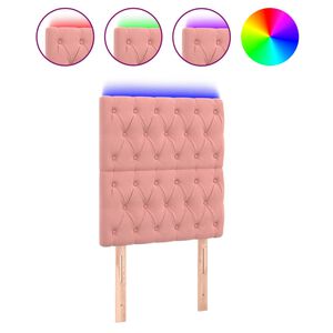vidaXL Čelo postele s LED růžov&eacute; 80x7x118/128 cm samet