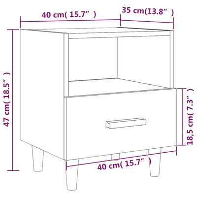 vidaXL Noční stolek šedý sonoma 40 x 35 x 47 cm