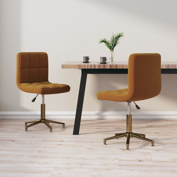 vidaXL Otočn&eacute; j&iacute;deln&iacute; židle 2 ks hněd&eacute; samet