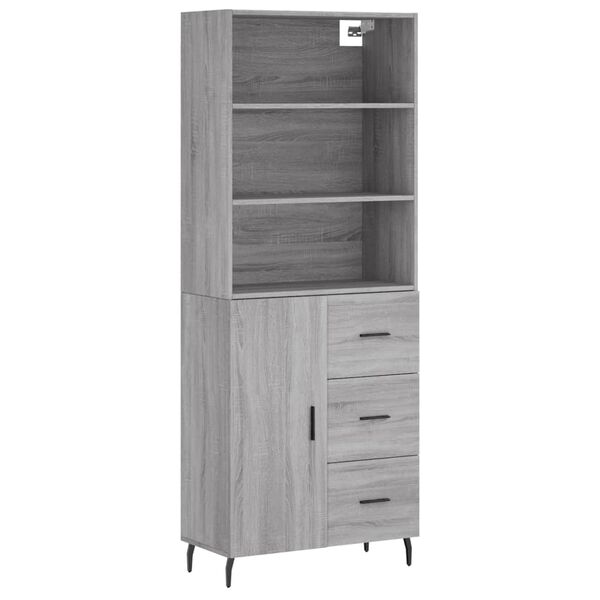 vidaXL Skř&iacute;ň highboard &scaron;ed&aacute; sonoma 69,5 x 34 x 180 cm kompozitn&iacute; dřevo