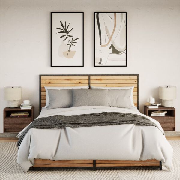 vidaXL N&aacute;stěnn&eacute; nočn&iacute; stolky s LED osvětlen&iacute;m 2 ks hněd&yacute; dub