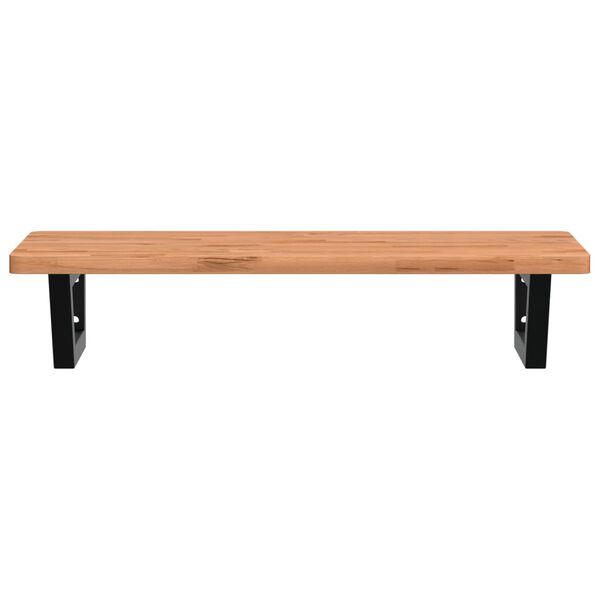 vidaXL Deska pod umyvadlo n&aacute;stěnn&aacute; ocel a masivn&iacute; bukov&eacute; dřevo