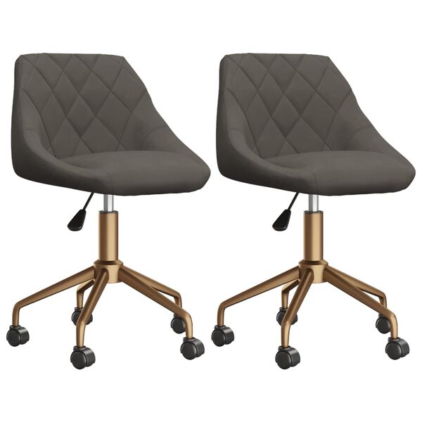 vidaXL Otočn&eacute; j&iacute;deln&iacute; židle 2 ks tmavě &scaron;ed&eacute; samet