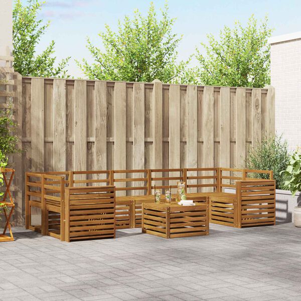 vidaXL Sedac&iacute; soupravy 8 pcs Př&iacute;rodn&iacute; Masivn&iacute; ak&aacute;tov&eacute; dřevo