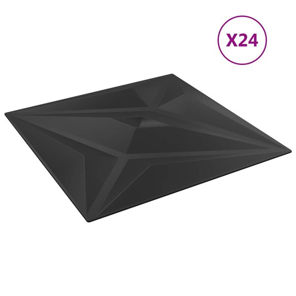 vidaXL N&aacute;stěnn&eacute; panely Hvězda 24 pcs Čern&aacute; hvězda 50 x 50 cm XPS pěna
