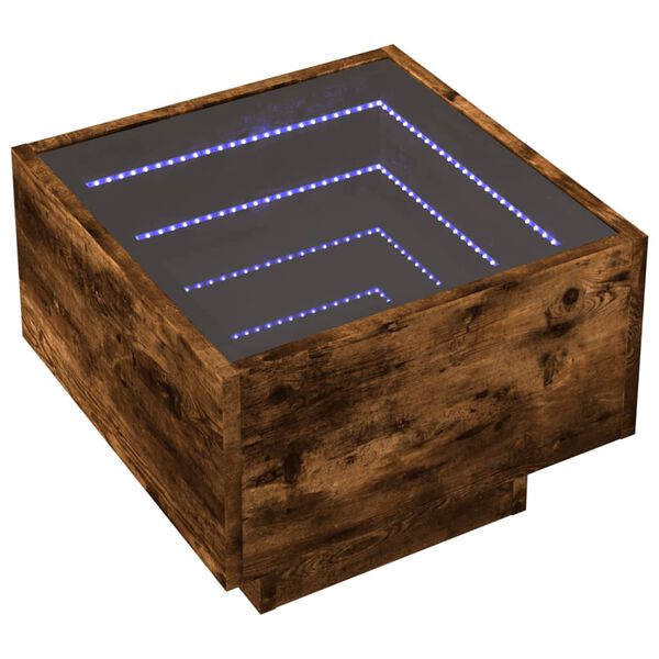 vidaXL Nočn&iacute; stolek s Infinity LED kouřov&yacute; dub 40 x 40 x 30 cm
