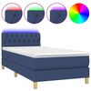 vidaXL Box spring postel s matrac&iacute; a LED modr&aacute; 90x200 cm textil