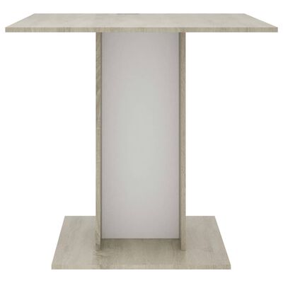 vidaXL Jídelní stůl bílý a dub sonoma 80 x 80 x 75 cm dřevotříska