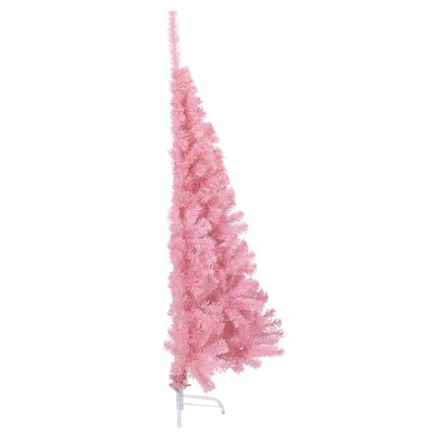 vidaXL Umělý poloviční vánoční stromek se stojanem růžový 150 cm PVC