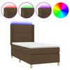 vidaXL Box spring postel s matrac&iacute; a LED tmavě hněd&aacute; 100x200 cm textil
