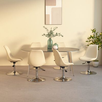 vidaXL Otočné jídelní židle 6 ks krémové textil