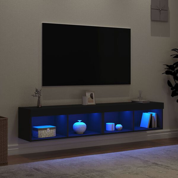 vidaXL TV skř&iacute;ňky s LED osvětlen&iacute;m 2 ks čern&eacute; 80 x 30 x 30 cm